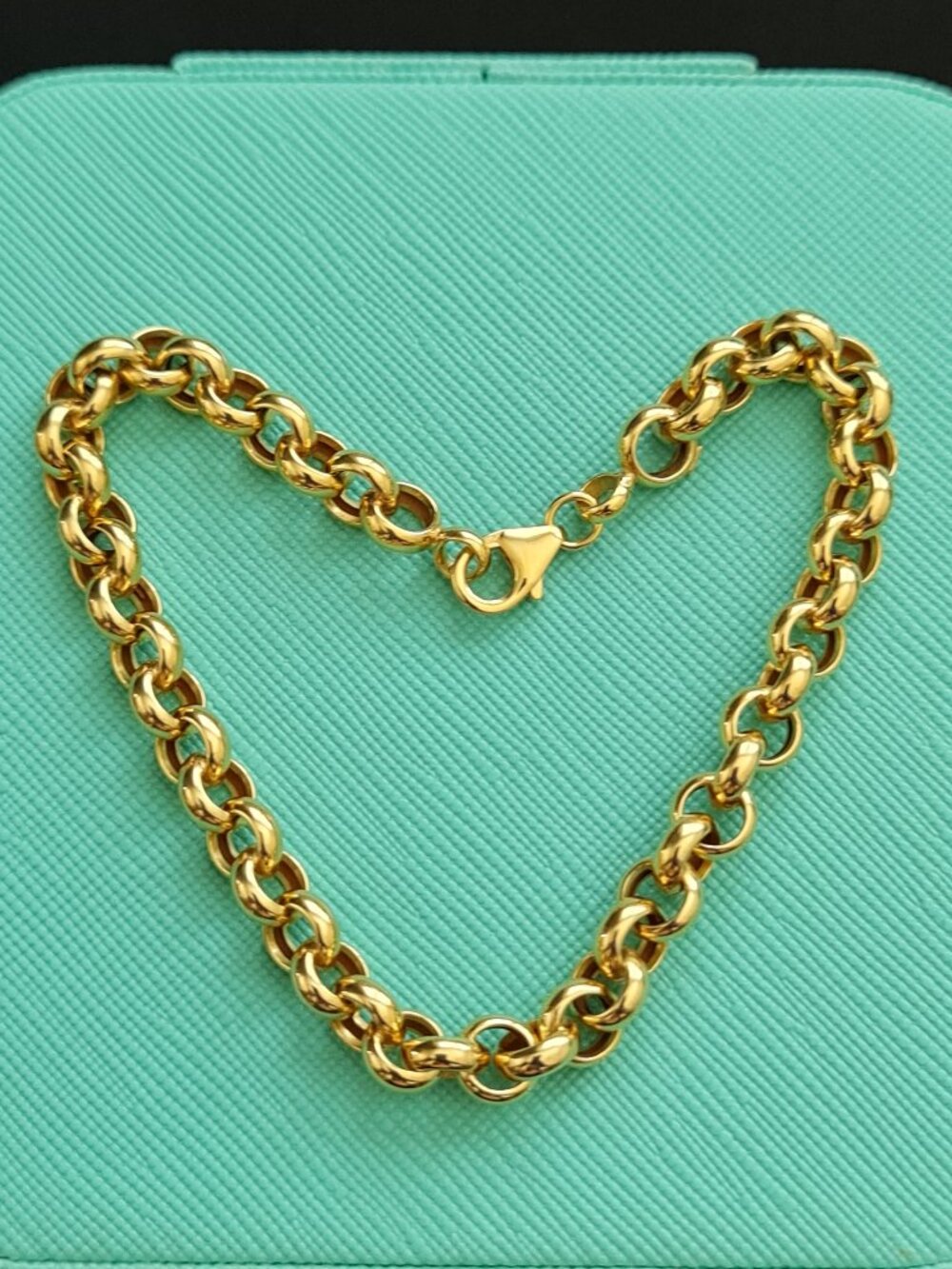 18k BRACELET real gold small round interlink design